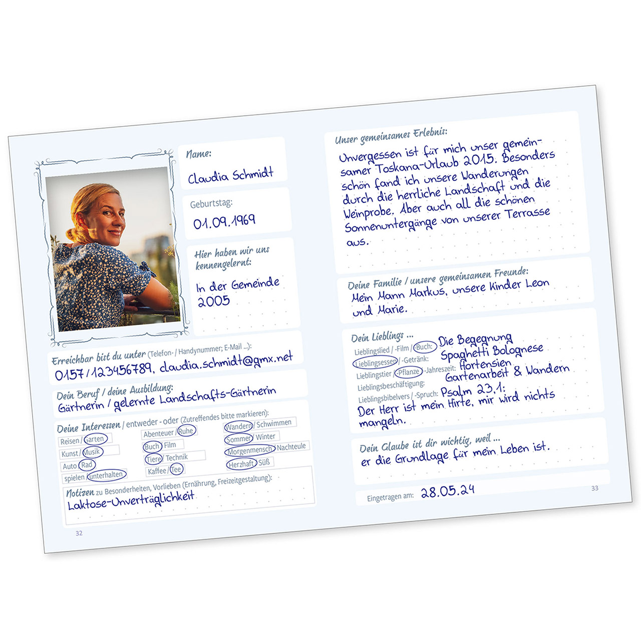 Buch - Meine Lebensbegleiter - Familie und Freunde - Blumen Zeichnung Grafik