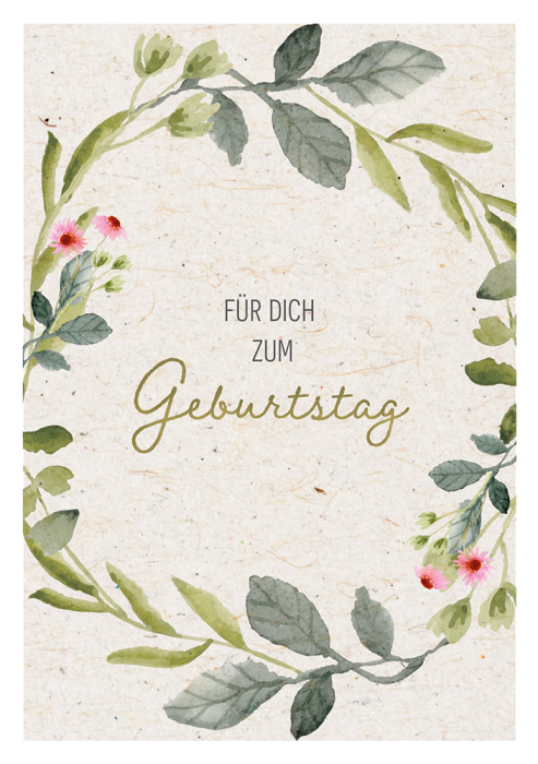 Faltkarte - Faltkarte "Für dich zum Geburtstag" - Blätter Blumen