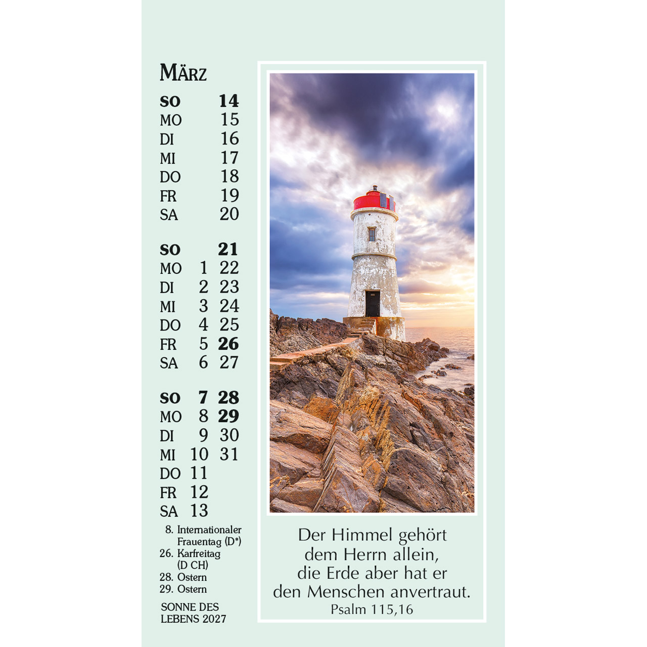 Aufstellkalender - Sonne des Lebens 2027