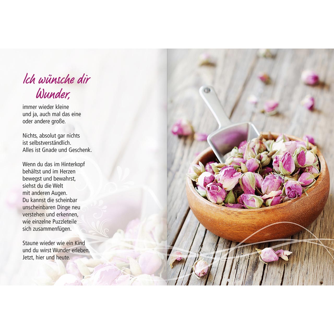 Grußheft - Zum Geburtstag beste Wünsche - rosa Rosen auf Holz