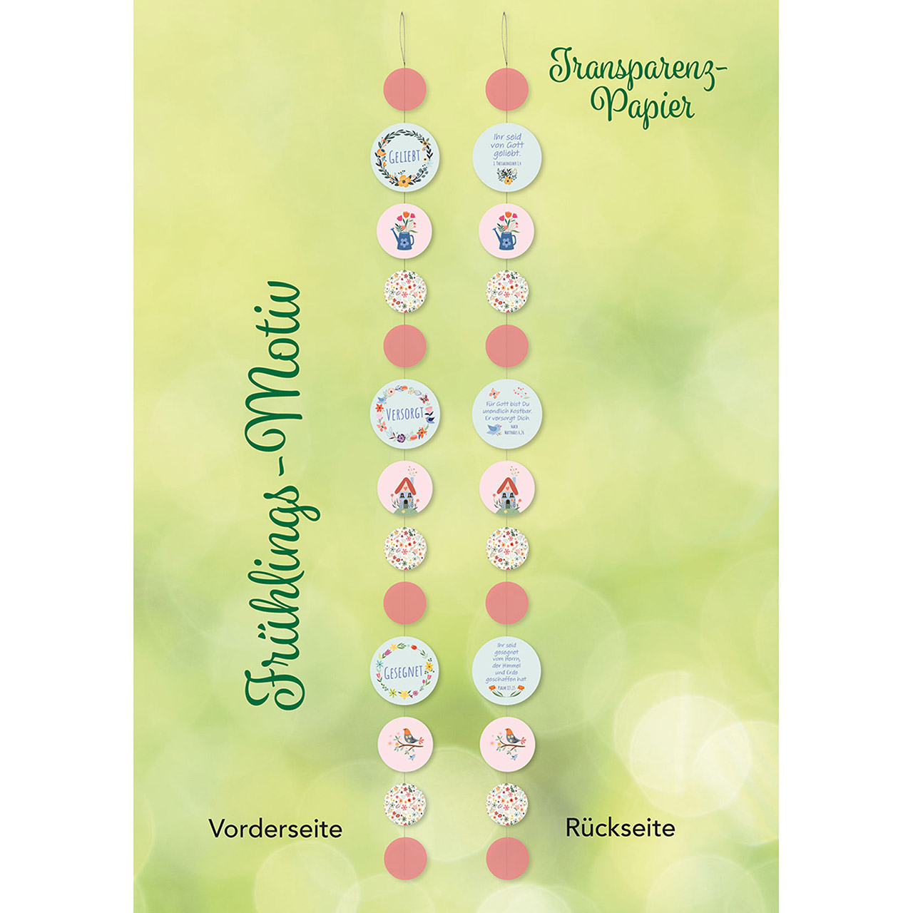 Segenskette Frühling Dekoration - Segenskette Frühling - Gießkanne Kranz Blumen Vogel