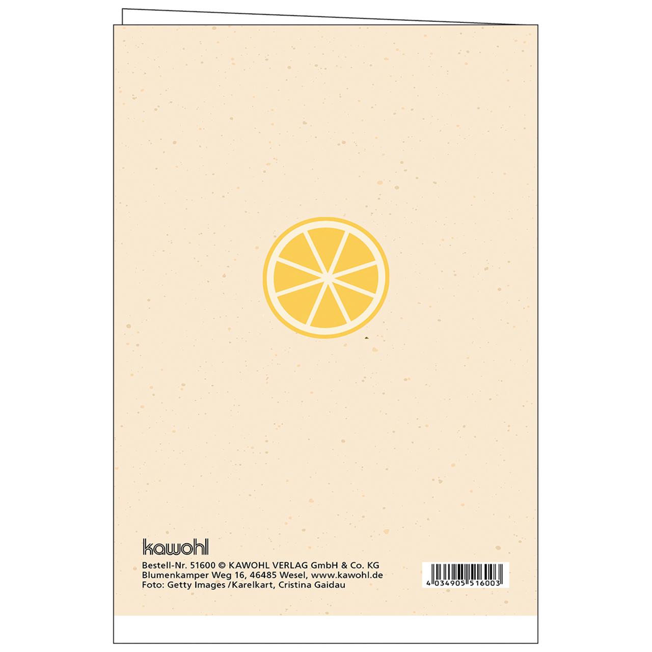 Faltkarte - Herzlichen Glückwunsch zum Geburtstag - Zitronen Blätter Scheiben Grafik