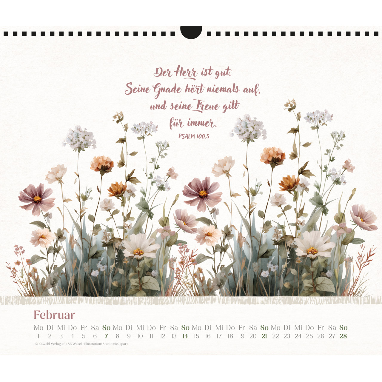 Wandkalender - Freude im Herzen 2027 - Blumenaquarelle, Aquarellmotive mit Blumen