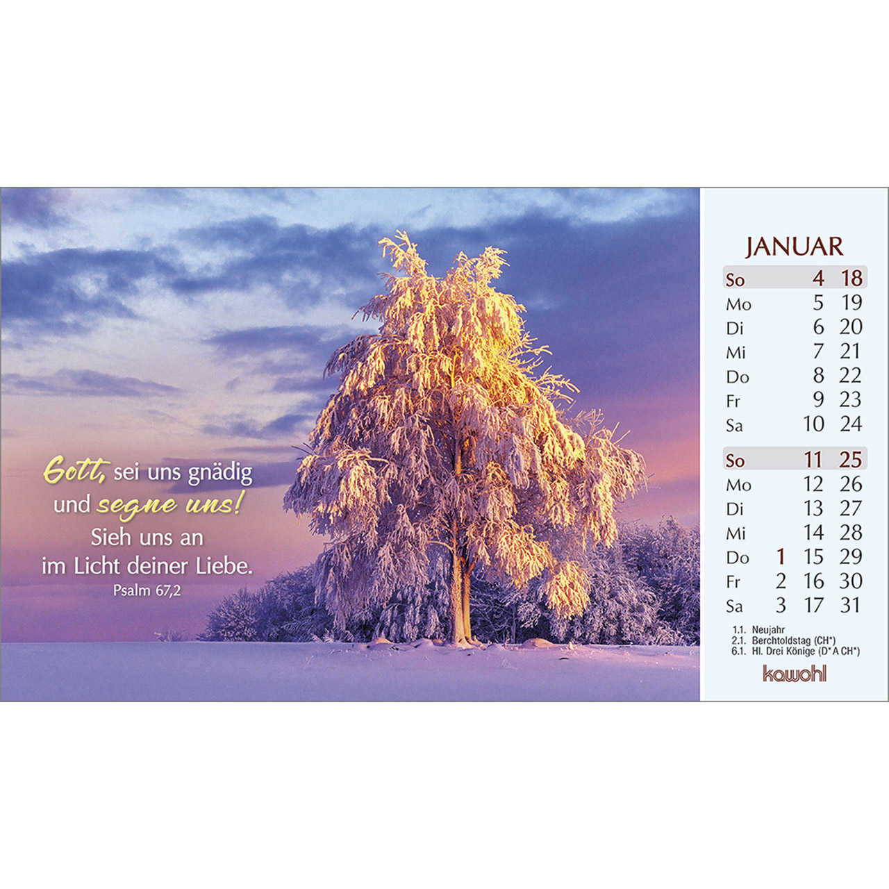 Postkartenkalender - Heute und morgen bin ich geborgen 2026