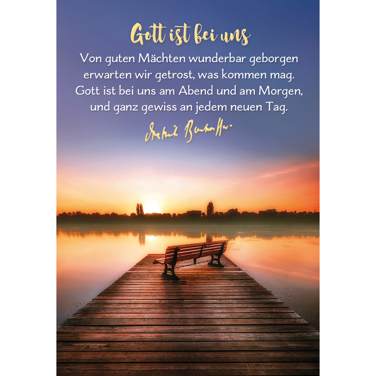 Karten-Box Papier - Gott ist mit dir - Lavendel Baum Sonne Berge Wolken