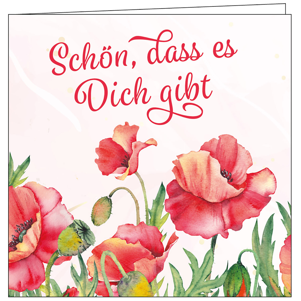 Teelicht mit Grußkarte - Schön, dass es Dich gibt - Mohn grafisch
