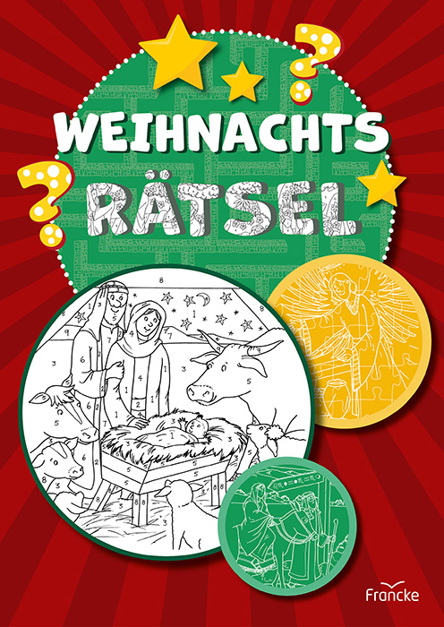 Buch - Weihnachts-Rätsel - Krippe Mann Frau Baby Ochse Esel Schaf Sterne Stroh
