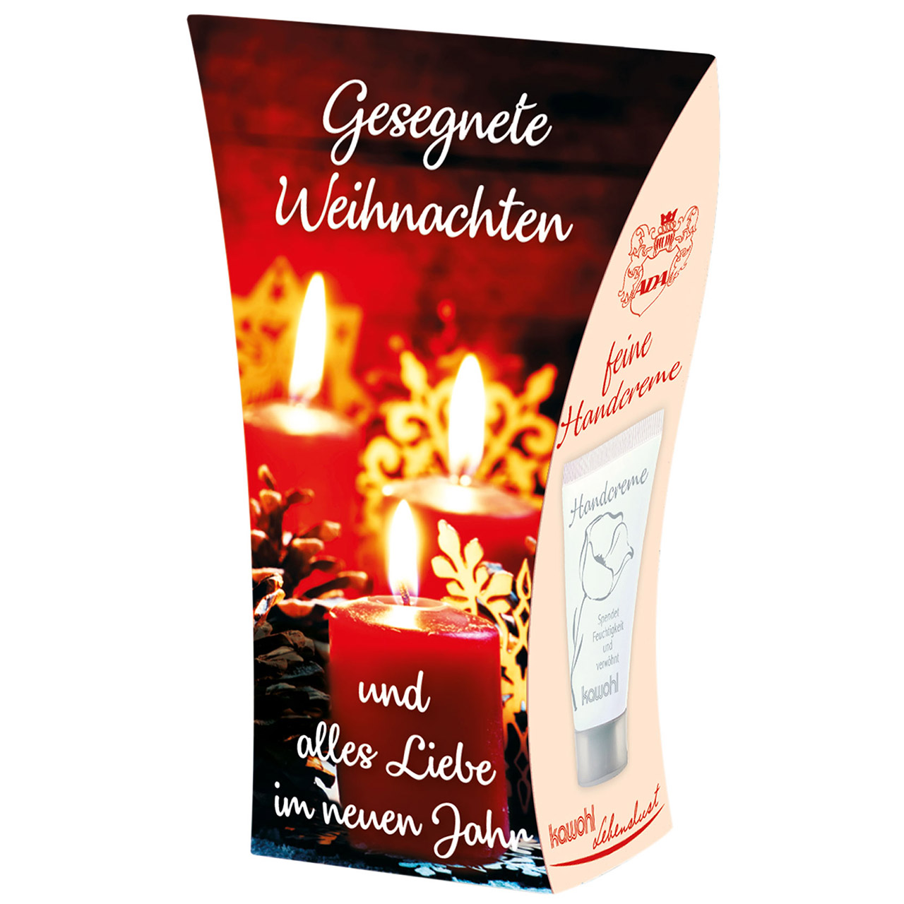 Handcreme - Gesegnete Weihnachten und alles Liebe im neuen Jahr - drei Kerzen