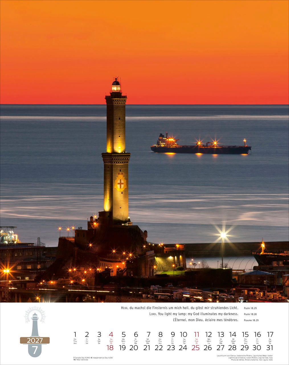 Wandkalender - Leuchttürme - Lighthouses - Phares 2027