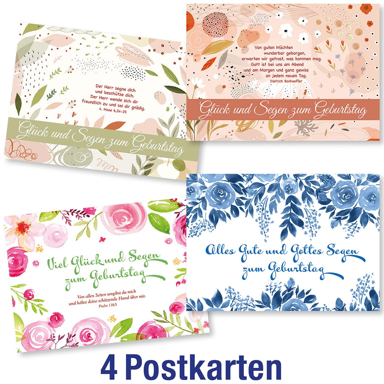 Postkartenserie 4 x 1 Geburtstag Grafik