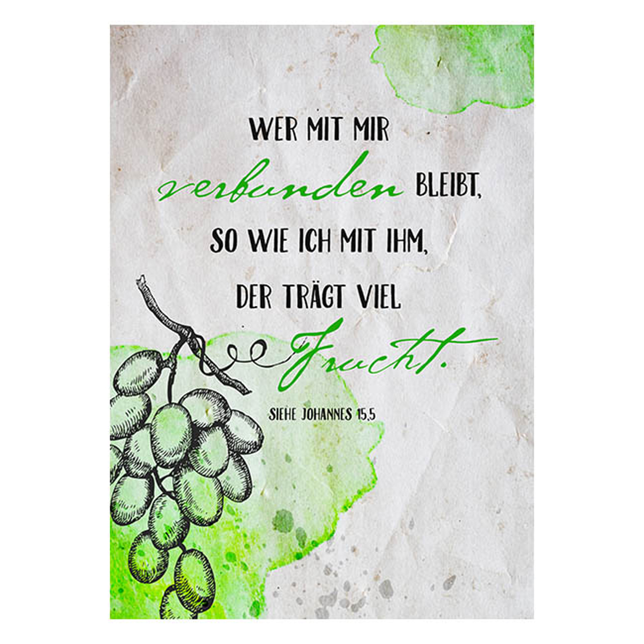 Postkarte - Postkarte 'Mit mir verbunden' 1EX - Trauben Muster