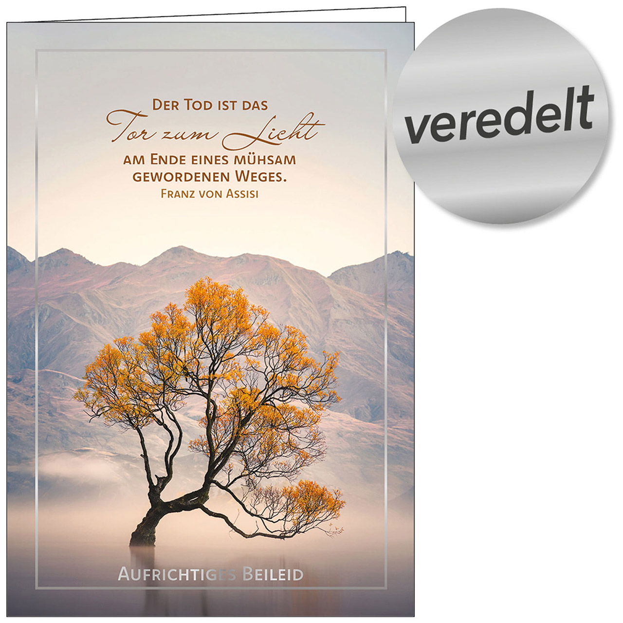 Aufrichtiges Beileid Faltkarte - Aufrichtiges Beileid - Baum See Berge