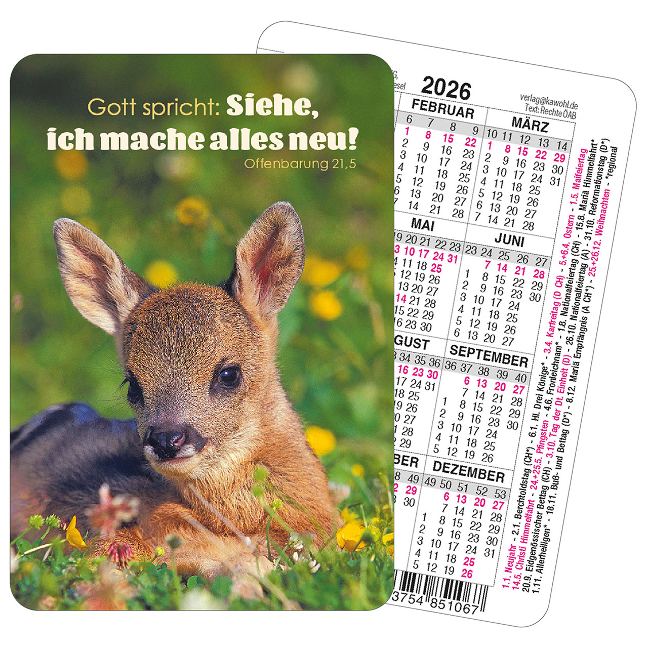 Spielkarten-Kalender 2026 - Rehkitz