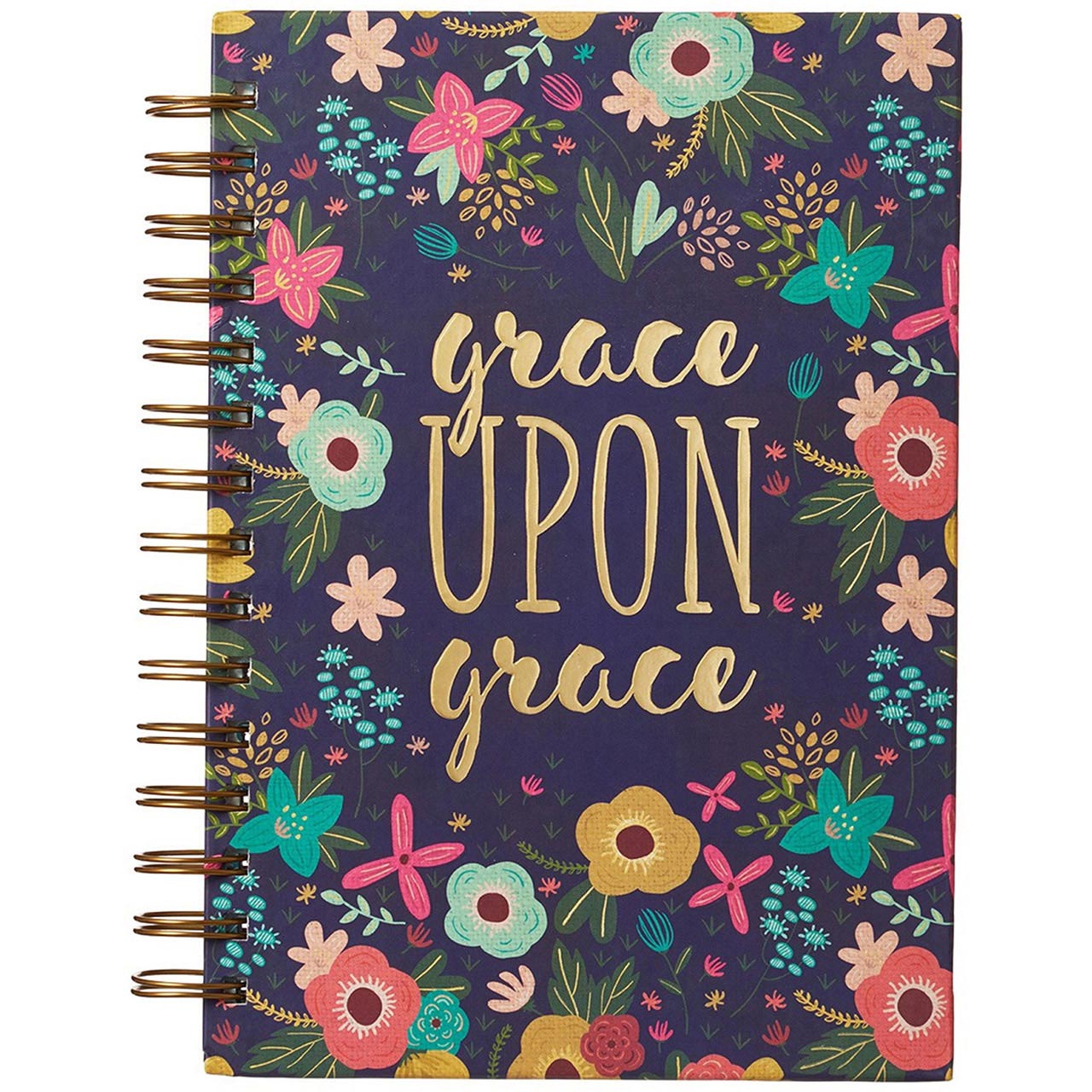 Notizbuch - grace upon grace - florales Motiv - dunkler Hintergrund