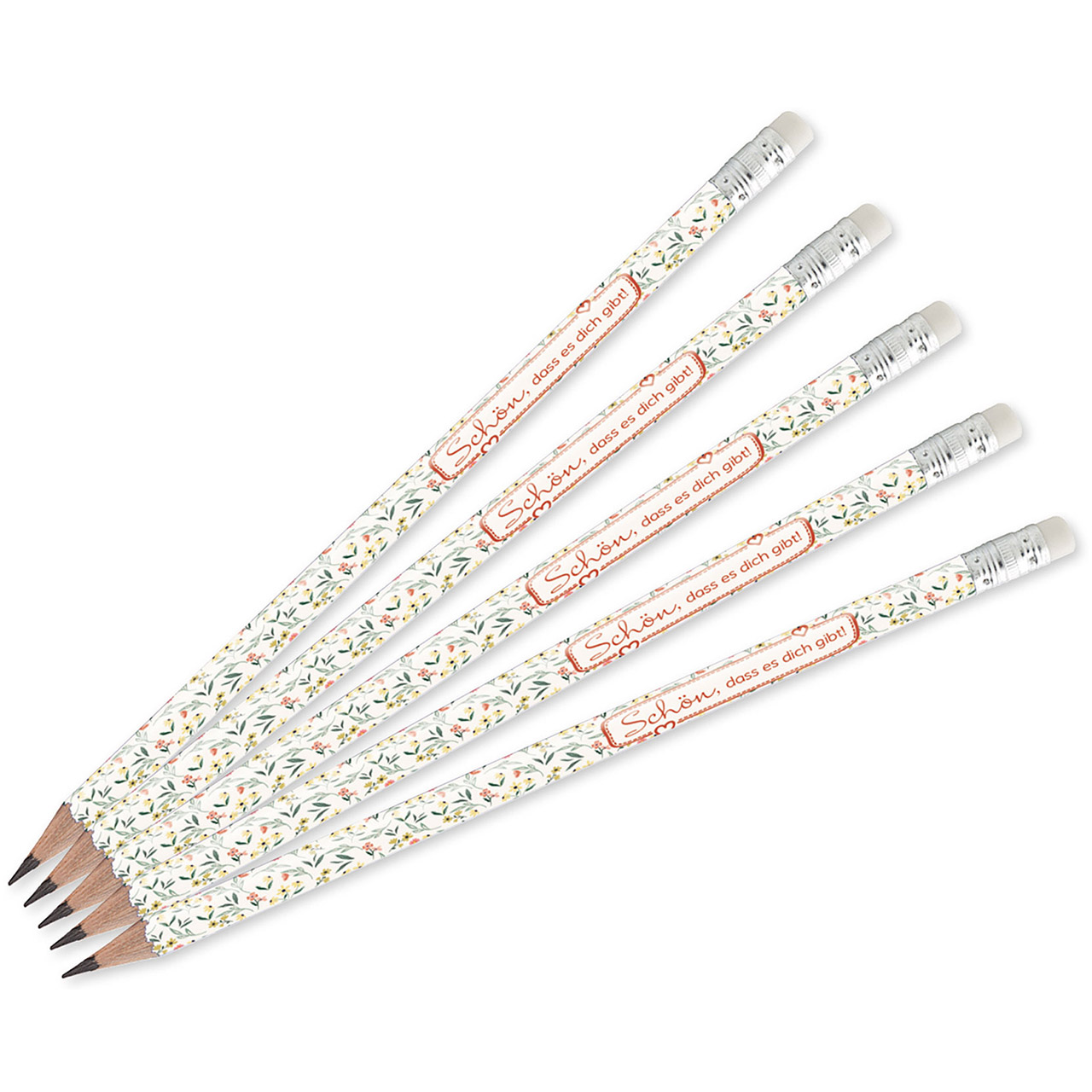 Schön, dass es dich gibt (5er-Pack) Bleistift - Schön, dass es dich gibt (5er-Pack) - Blumen Grafik