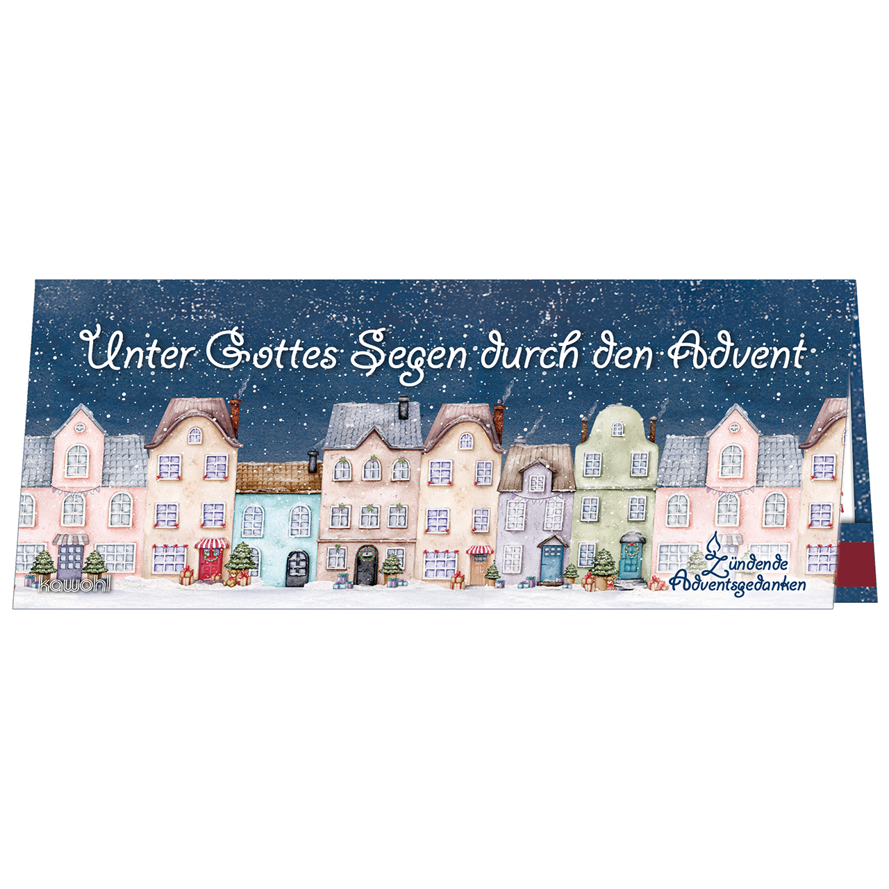 Streichhölzer - Adventsgedanke: Unter Gottes Segen durch den Advent - Häuserzeile Haus Tannenbaum Deko Schnee Sterne
