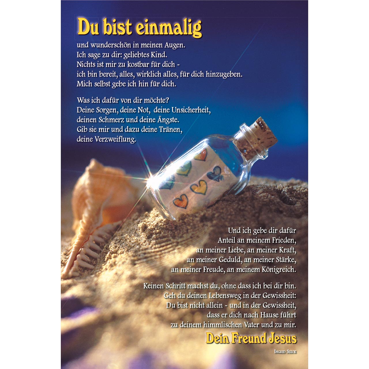 Du bist einmalig Faltkarte - Du bist einmalig - Flaschenpost Sand Muschel