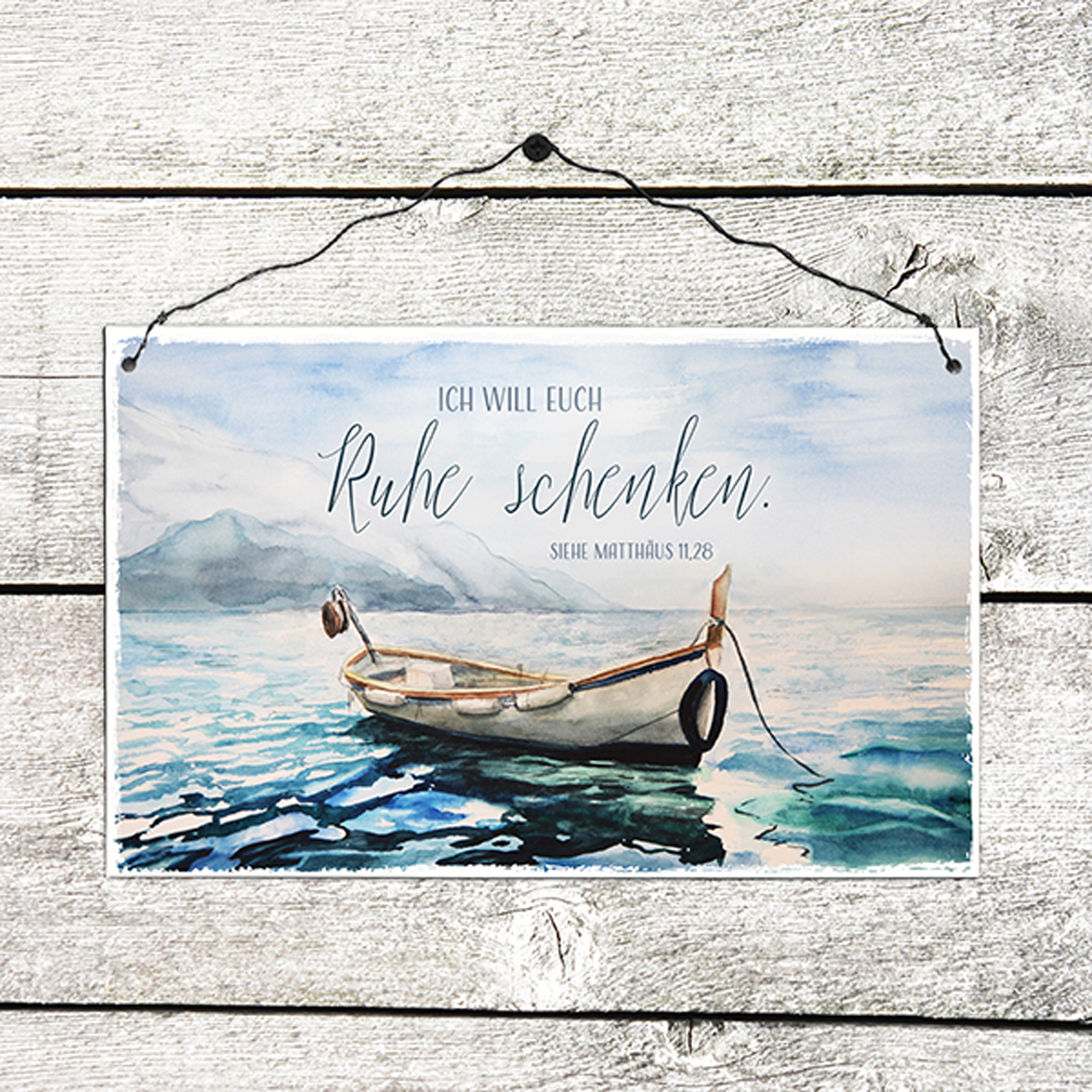 Wanddekoration - Holzschild 'Ich will euch Ruhe schenken.                               Siehe Mat