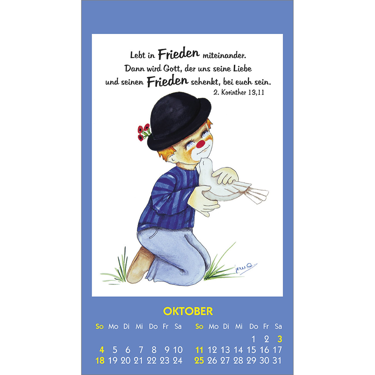 Aufkleberkalender - Kleine Clown-Grüße 2026
