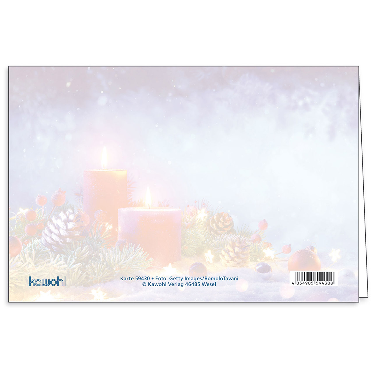 Faltkarte - Frohe Weihnachten - Kerzen Tannenzapfen Deko Kugeln