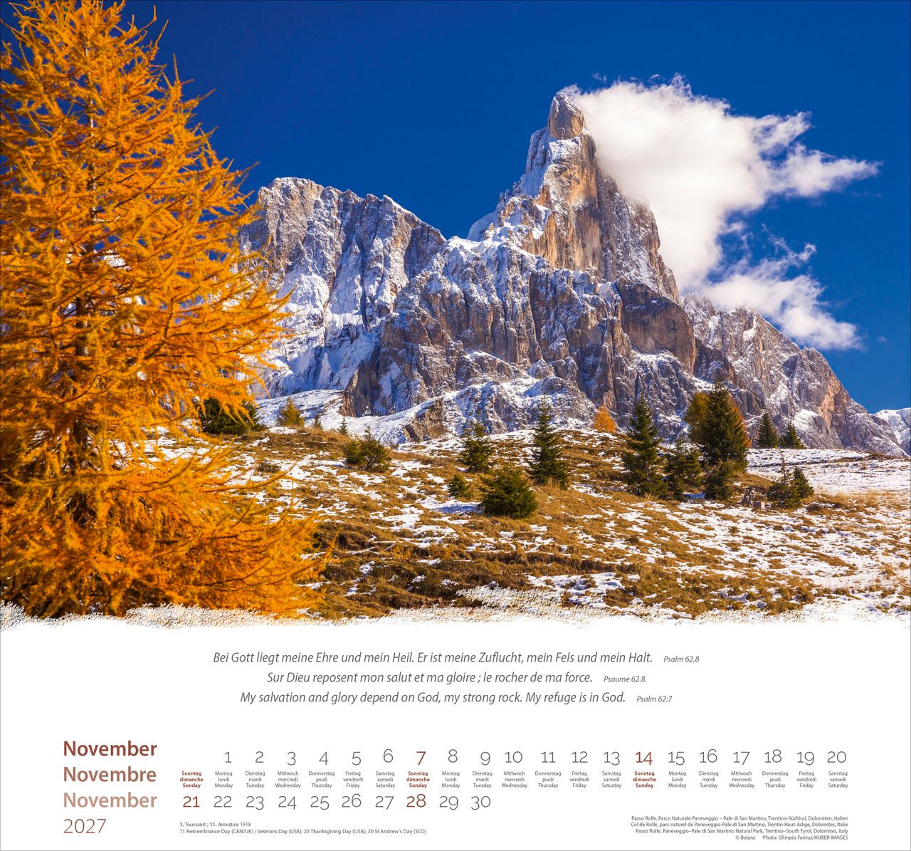 Wandkalender - Berge - Montagnes - Mountains 2027 Wandkalender