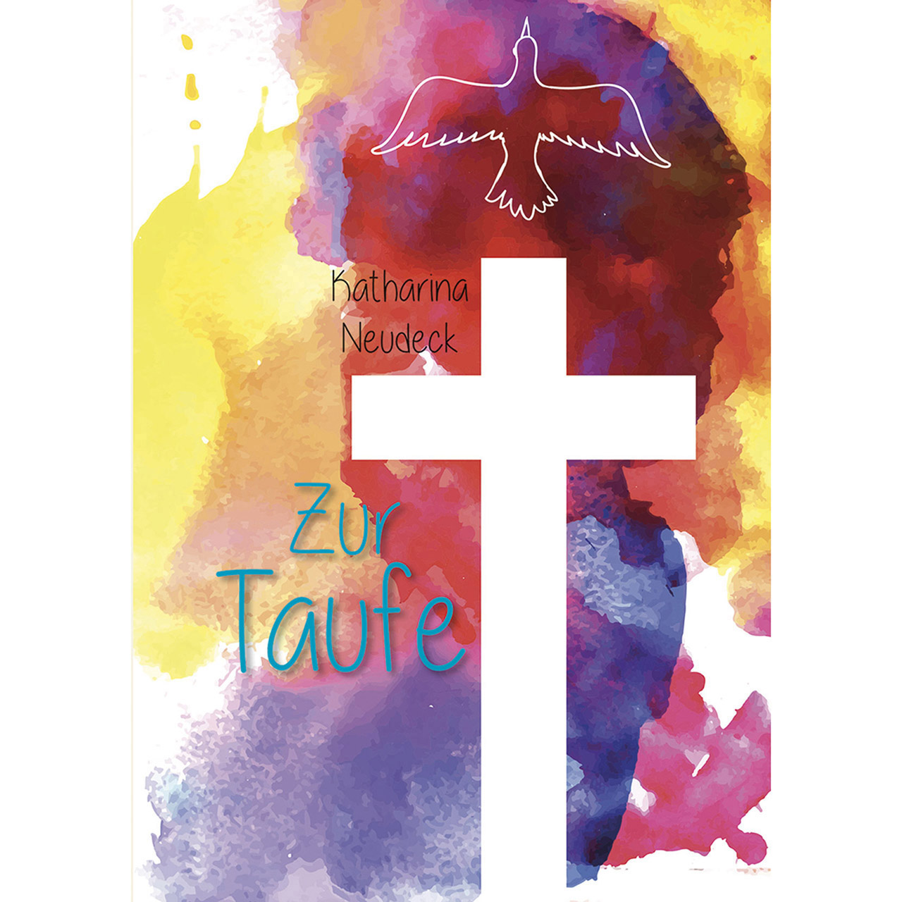 Grußheft - Zur Taufe - Aquarell Kreuz Taube