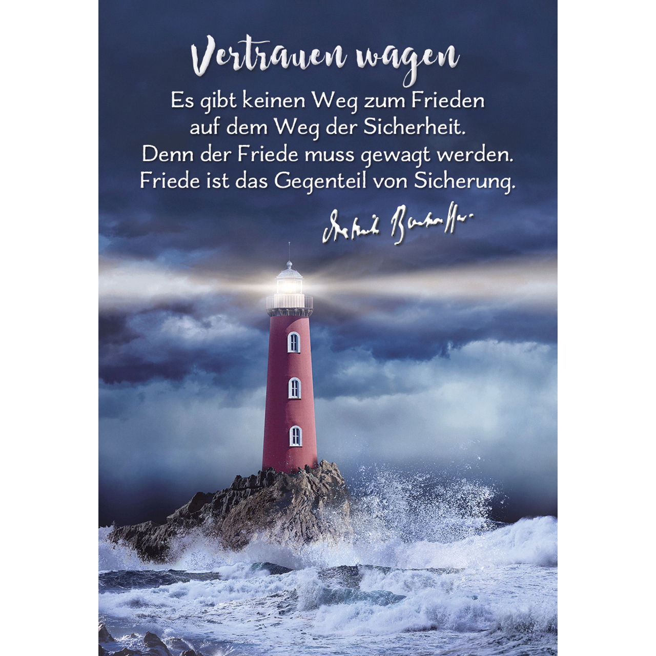 Karten-Box Papier - Gott ist mit dir - Lavendel Baum Sonne Berge Wolken