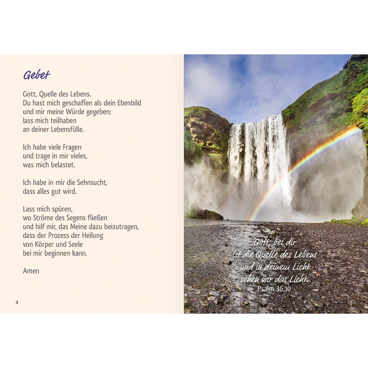 Grußheft - Gute Besserung und viel Segen - Stuhl mit Kissen und Tischchen
