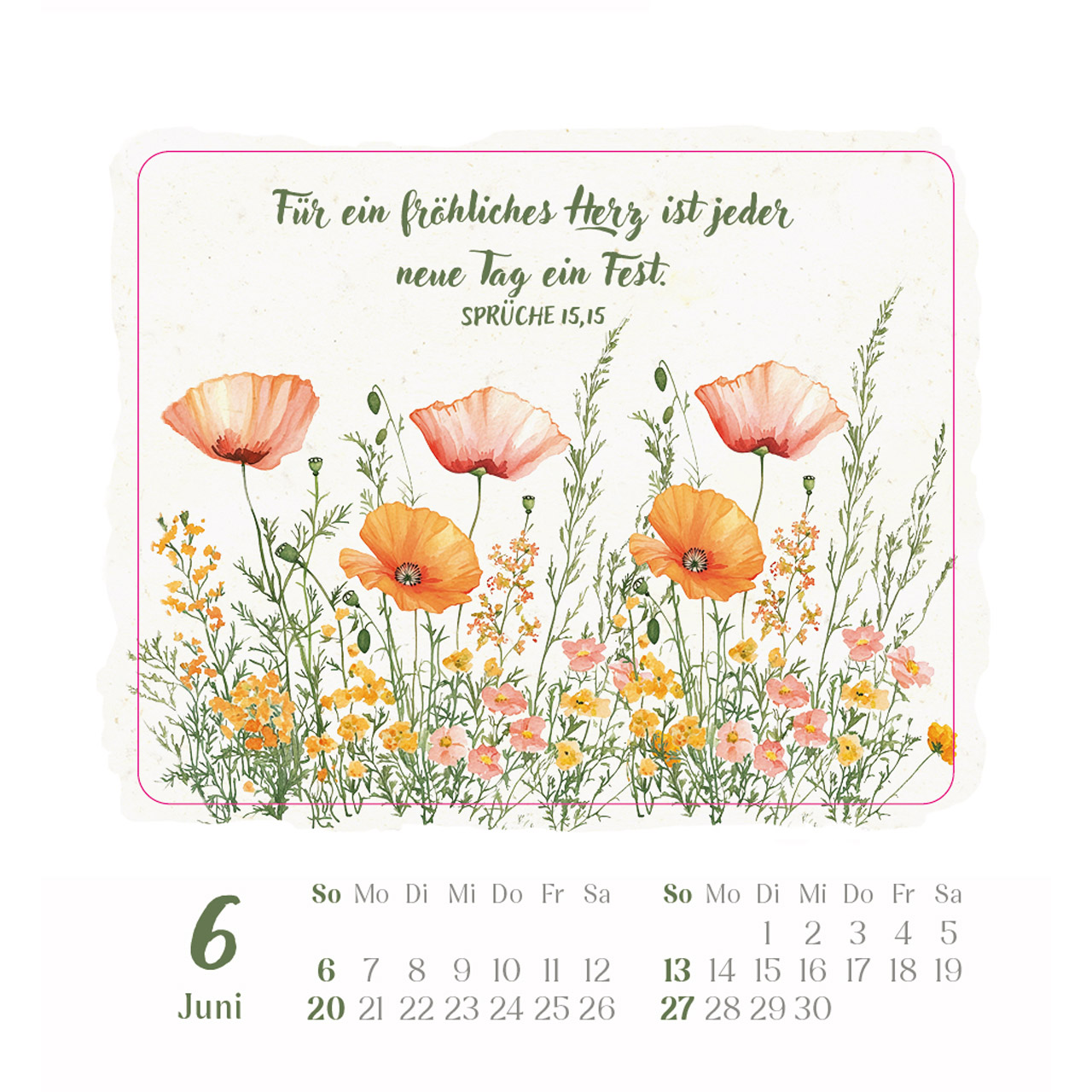 Aufkleberkalender - Kleine Freude im Herzen 2027 - Blumenaquarelle, Aquarellmotive mit Blumen