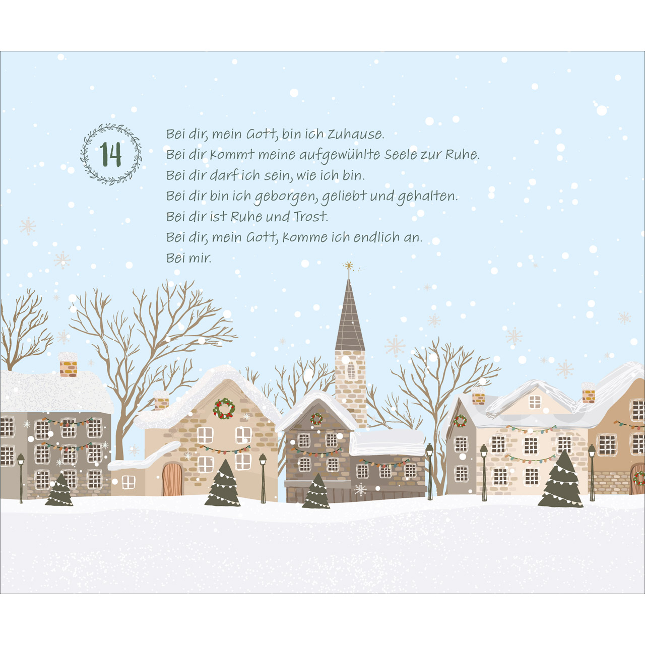Adventskalender - Besinnliche Impulse von Doro Zachmann - Häuserzeite Winder Schnee Tannenbäume Baum