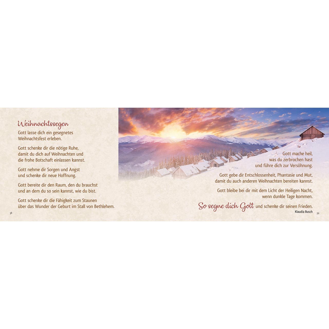 Geschenkbuch - Segensreiche Weihnachtszeit - Kirche Schnee Berge Tannenbaum Weihnachtsbaum