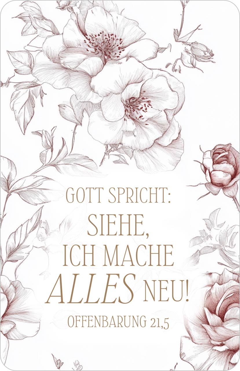 Spielkartenkalender - Spielkartenkalender 'Gott spricht: Siehe, ich mache alles neu. Offenbarung 21,5' - Rose