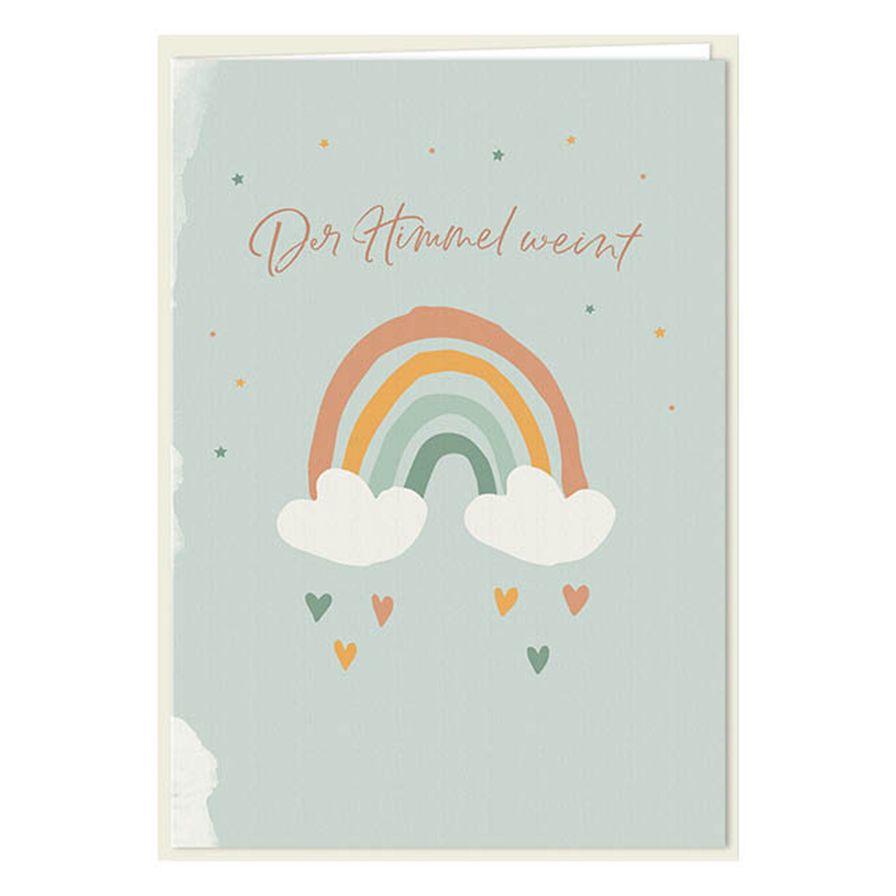 Faltkarte - Faltkarte 'Der Himmel weint' 1EX - Regenbogen Wolken Herzen