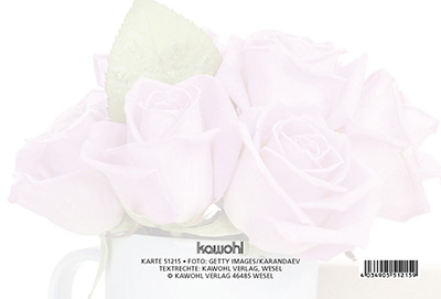 Faltkarte - Zum Geburtstag herzliche Segenswünsche - rosa Rosen Tasse Geschenk Paket