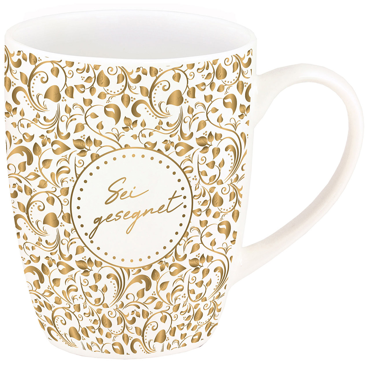 Tasse - Sei gesegnet - Blätterranken Gold