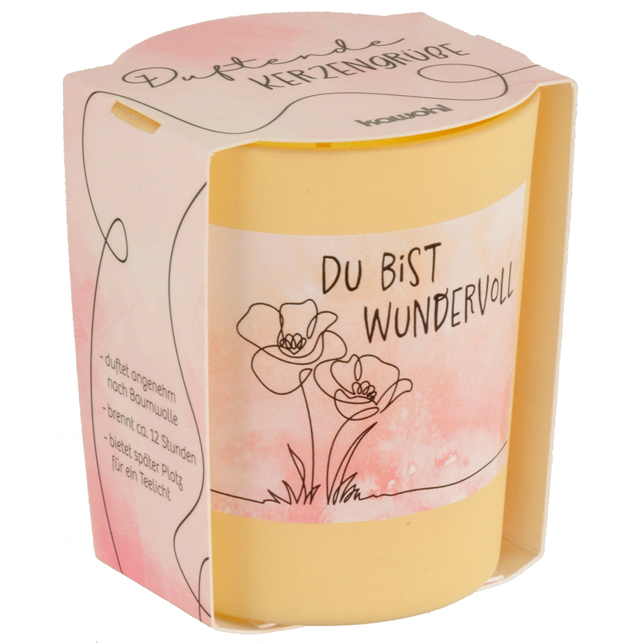 Duftkerze - Du bist wundervoll - Zeichnung Blumen