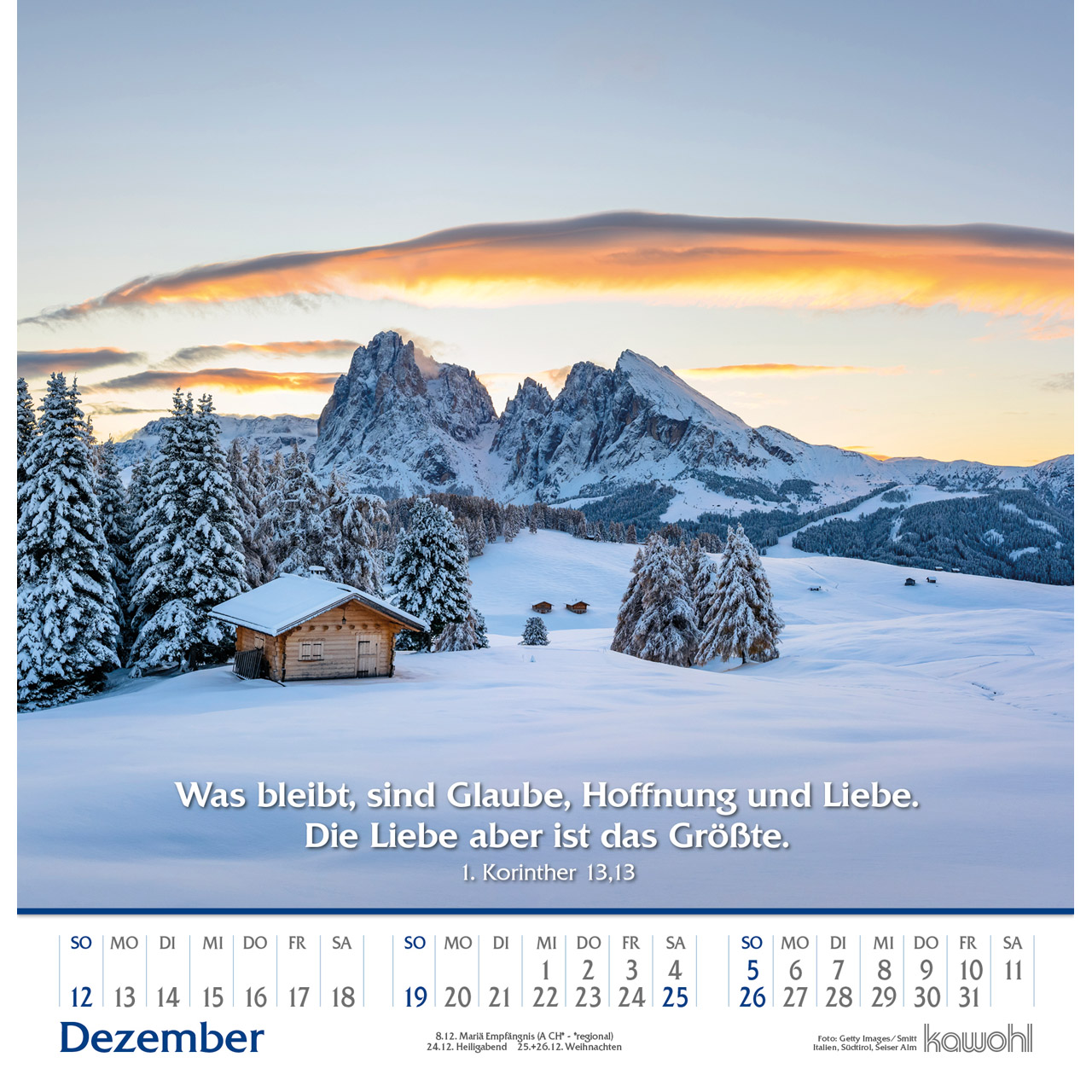 Wandkalender - Glanz der Berge 2027