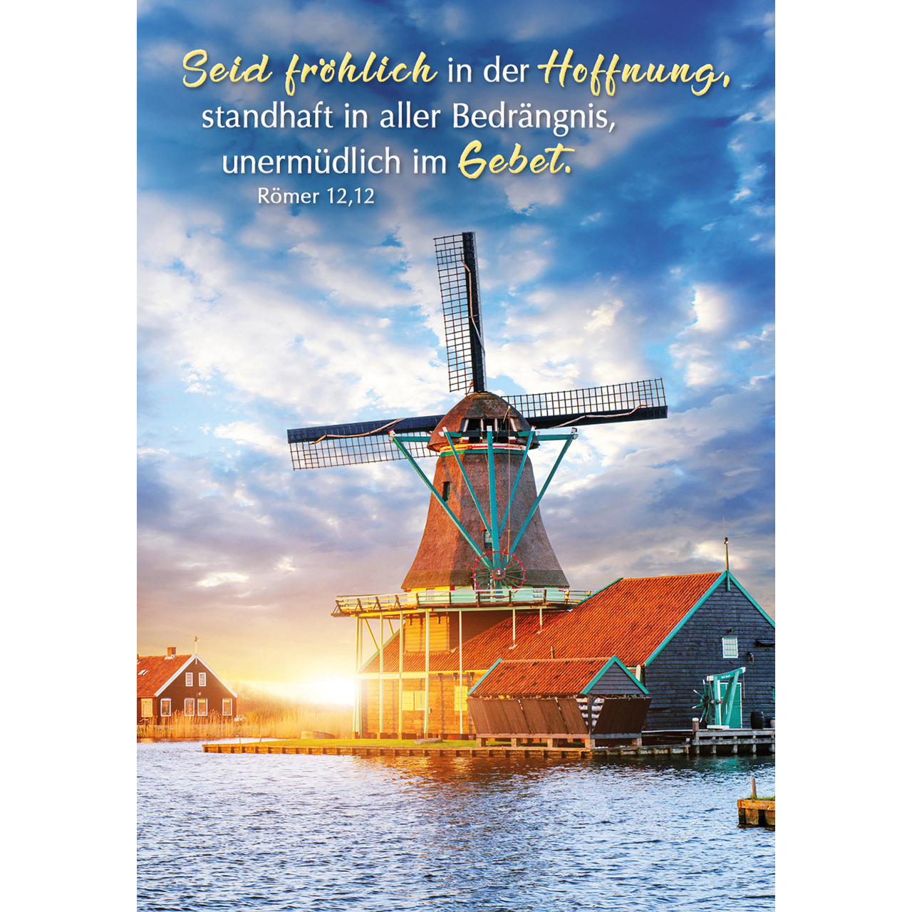 Karten-Box Papier - Lichtgedanken - Heute und morgen in Gott geborgen - Sonnenaufgang Berglandschaft Strahlen Berge