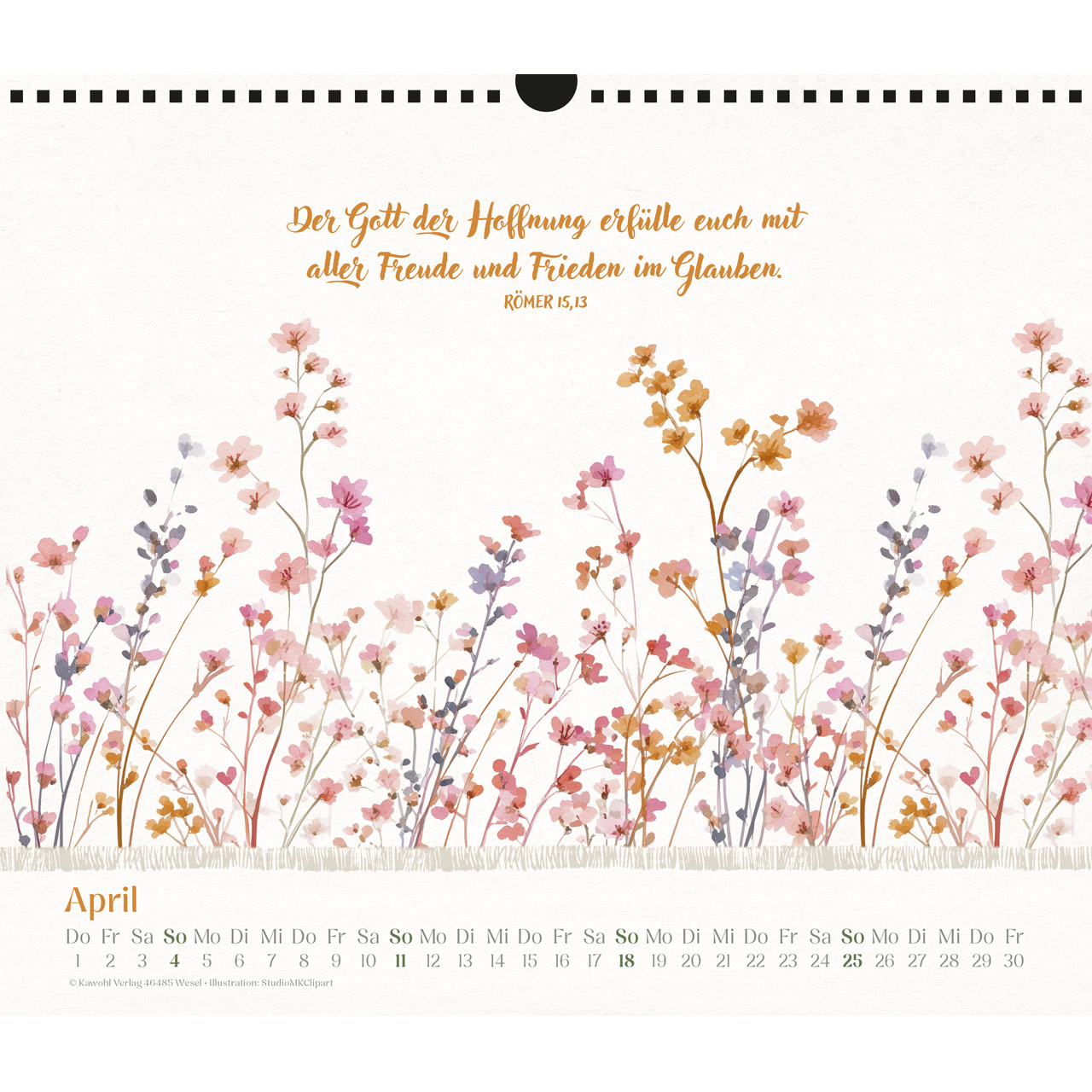 Wandkalender - Freude im Herzen 2027 - Blumenaquarelle, Aquarellmotive mit Blumen