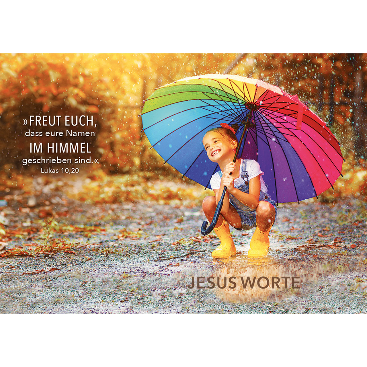 Karten-Aufstell-Etui - Seid ohne Sorge - Sonne Bäume Vögel Vogelschwarm