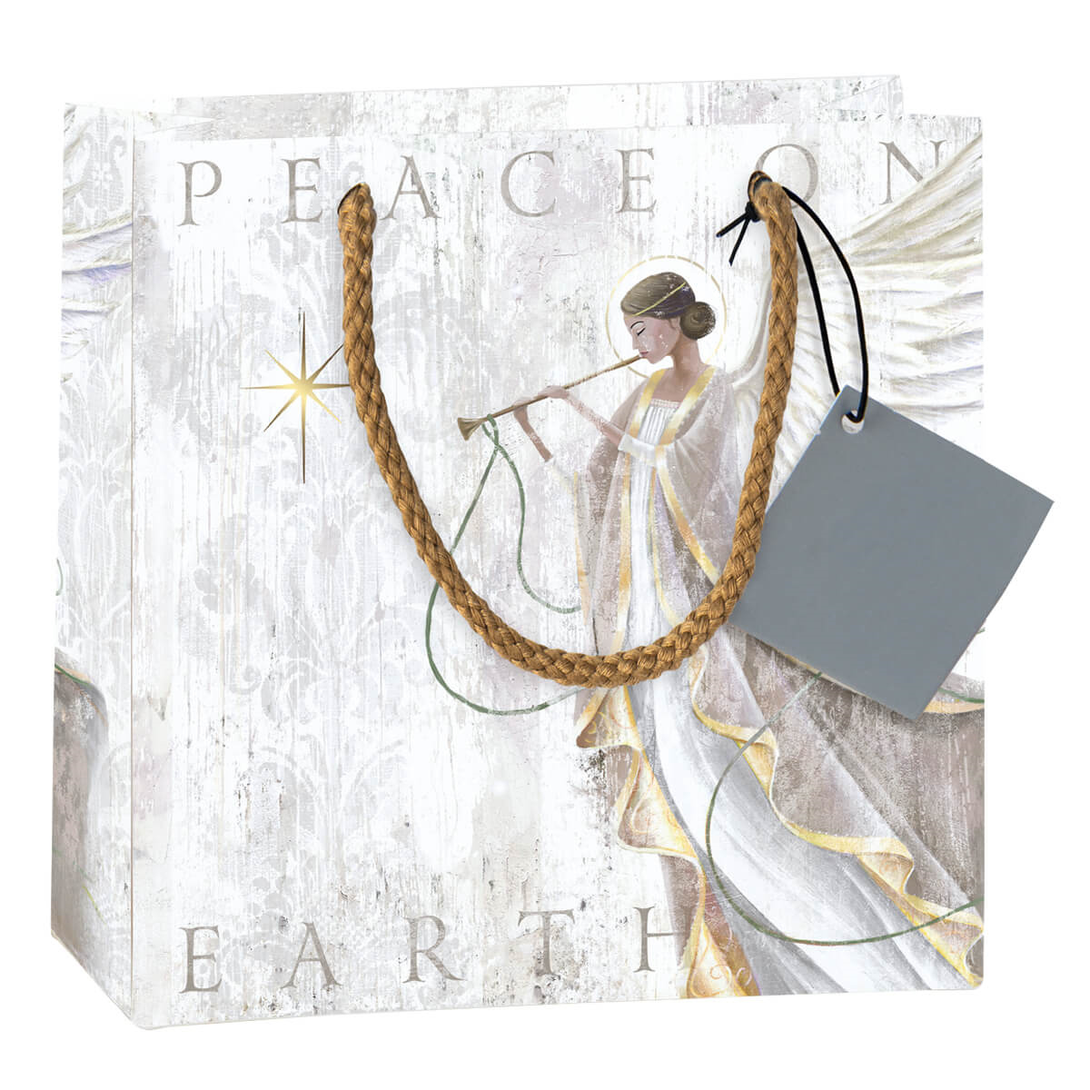 Geschenkverpackung - Papier-Geschenktasche 'Peace on earth' - Engel Stern Tasche