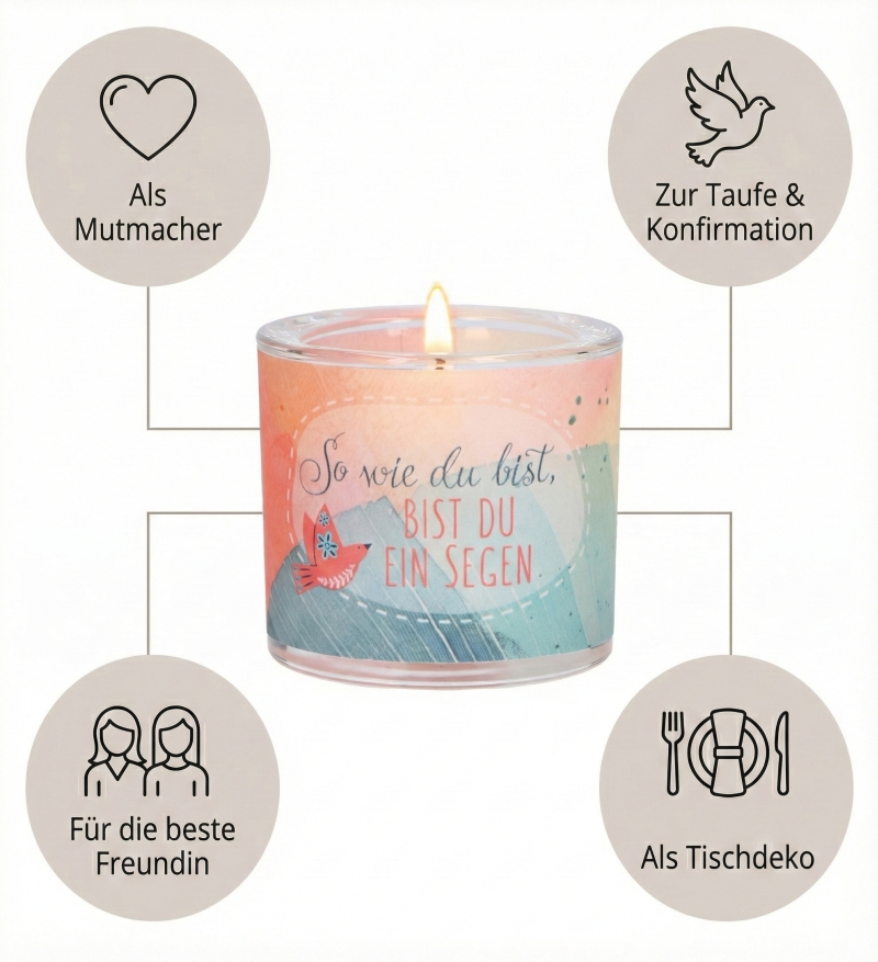Teelichthalter - Glaswindlicht "So wie du bist"