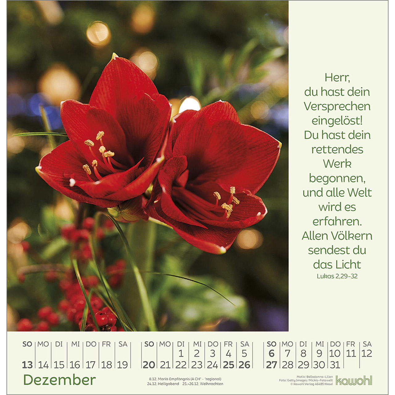 Wandkalender - Blumengrüße 2026
