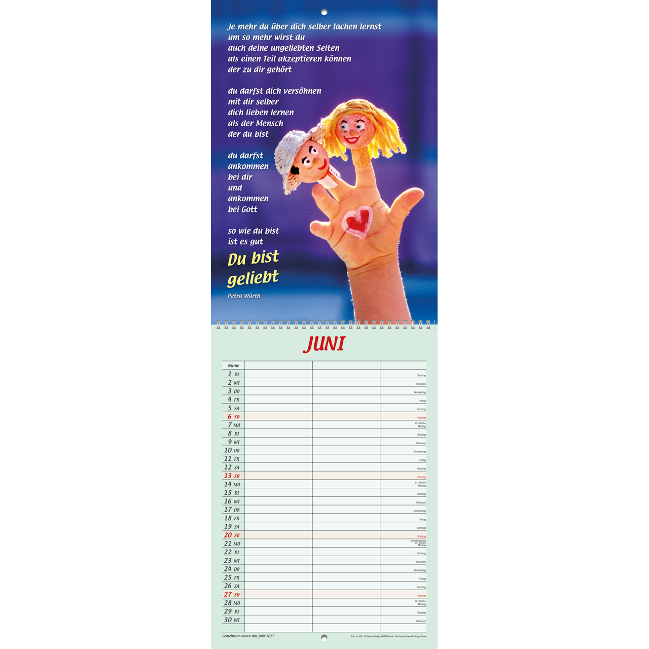 Terminkalender - Gemeinsam durch das Jahr 2027