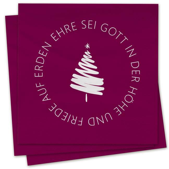 Servietten - Servietten 'Ehre sei Gott in der Höhe und Friede auf Erden' - Tannenbaum Stern