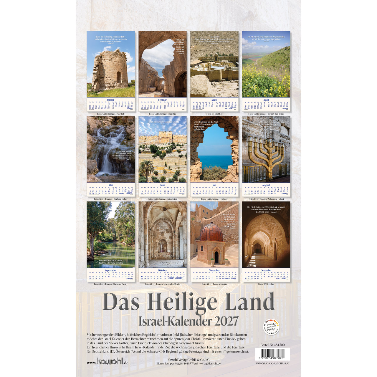 Posterkalender - Das Heilige Land 2027