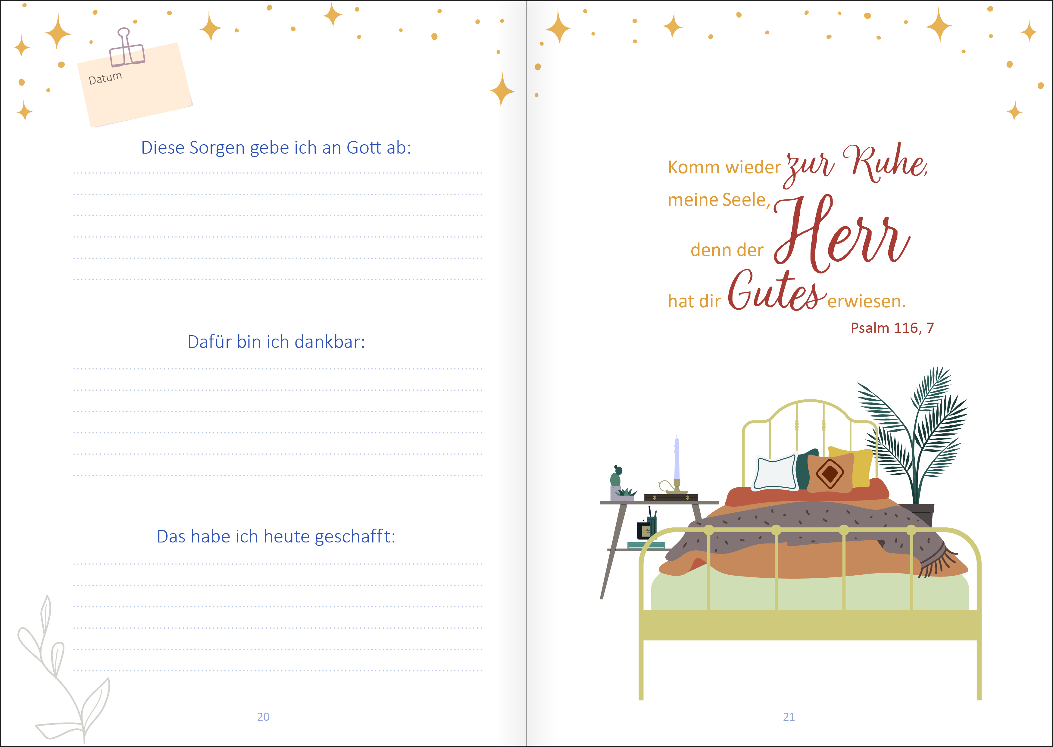 Tagebuch - Mein Gute-Nacht-Tagebuch - Grafik Kissen Buch Sterne Arme