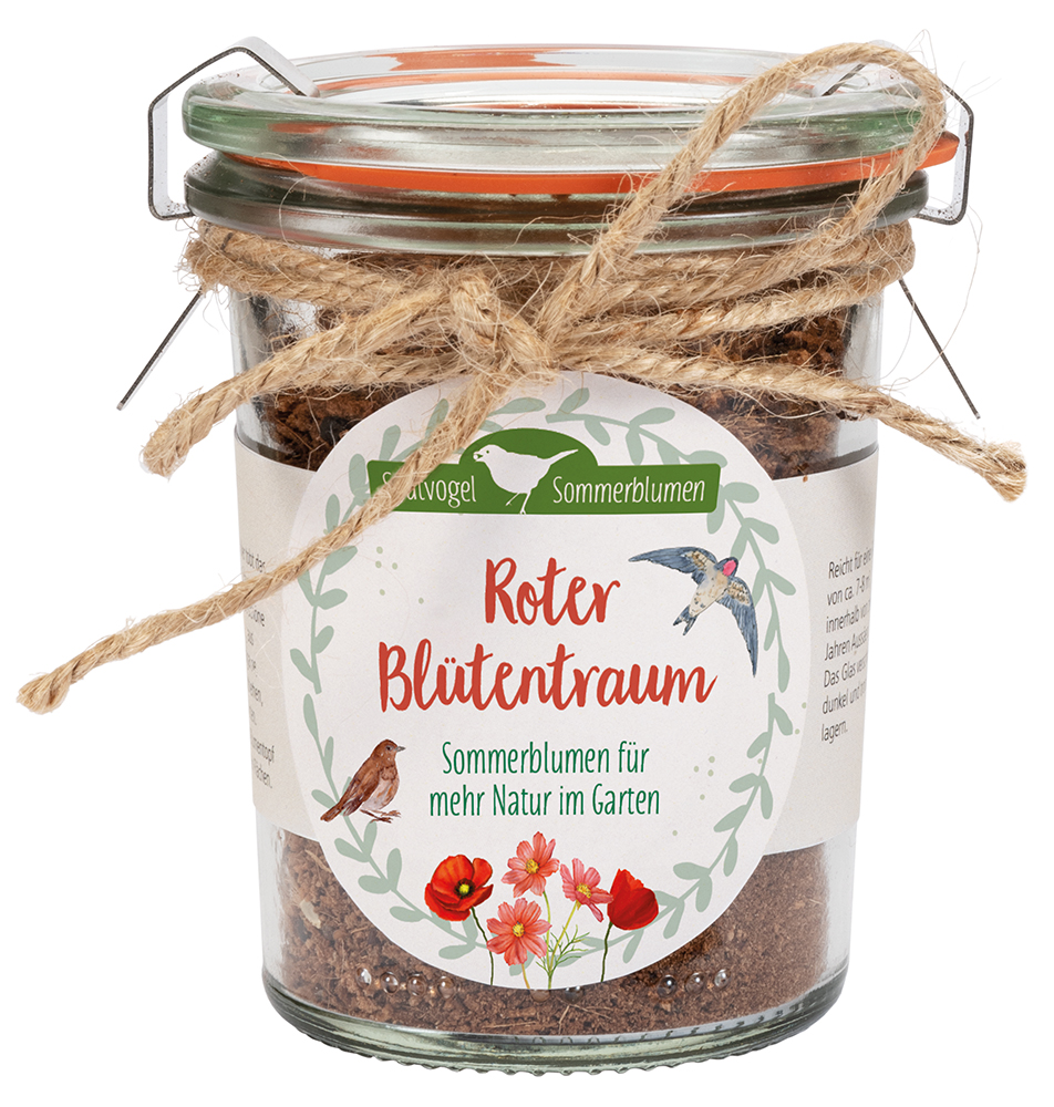 Blumensamen - Roter Blütentraum - Sommerblumen für mehr Natur im Garten - Einmachglas Samen Vögel Blumen