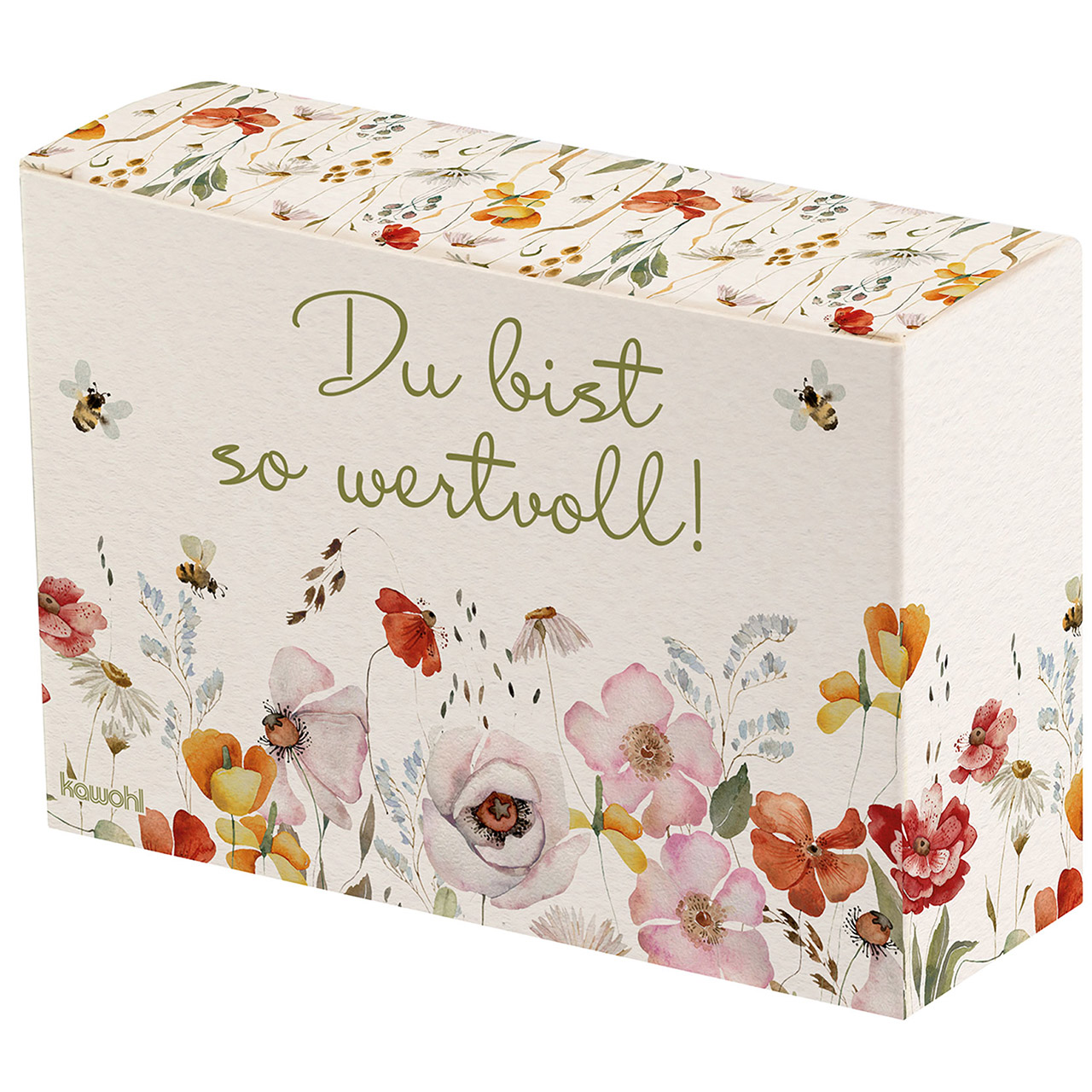 Notizbox - Du bist so wertvoll! - Blumen Grafik