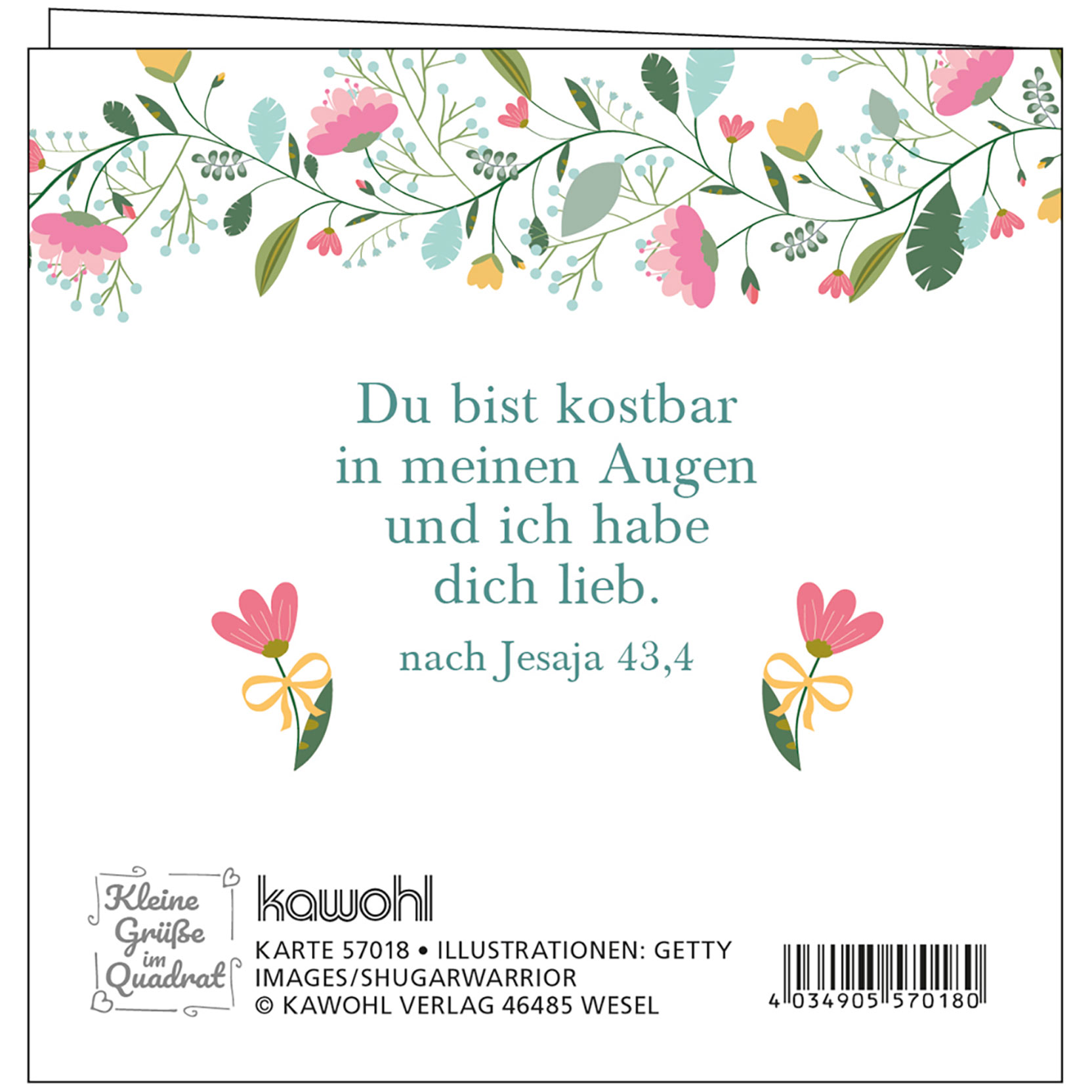 Mini-Faltkarte - Du bist unendlich kostbar - Blumenranken